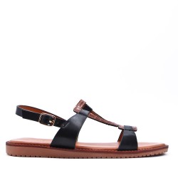 Flat sandals in a material mix for women