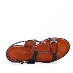 Flat sandals in a material mix for women