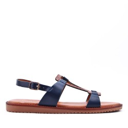 Flat sandals in a material mix for women