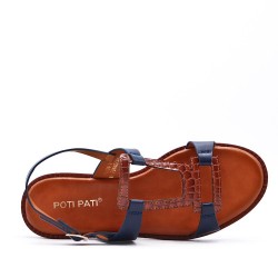 Flat sandals in a material mix for women