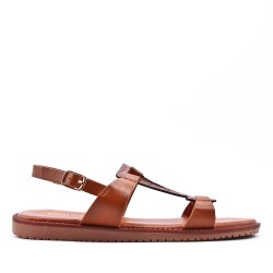 Flat sandals in a material mix for women