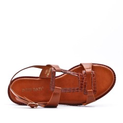 Flat sandals in a material mix for women