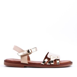 Flat sandals in a material mix for women