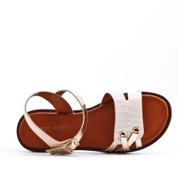 Flat sandals in a material mix for women