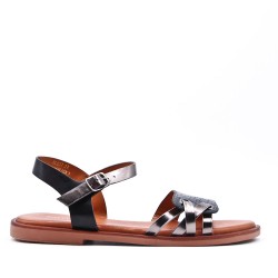 Flat sandals in a material mix for women