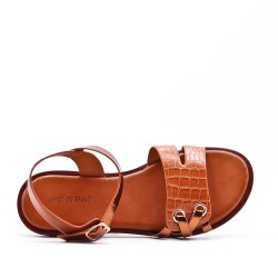 Flat sandals in a material mix for women