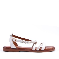 Flat sandals in a material mix for women