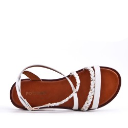 Flat sandals in a material mix for women