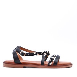 Flat sandals in a material mix for women