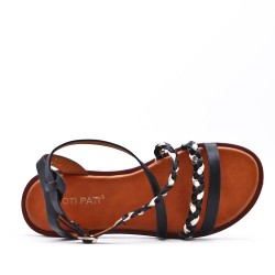 Flat sandals in a material mix for women