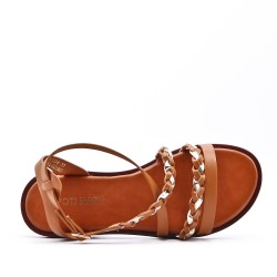 Flat sandals in a material mix for women