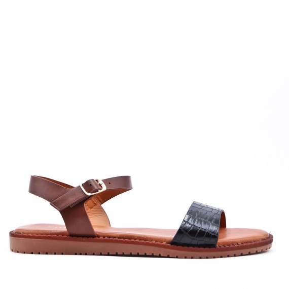 Flat sandals in a material mix for women