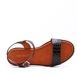 Flat sandals in a material mix for women