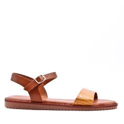 Flat sandals in a material mix for women