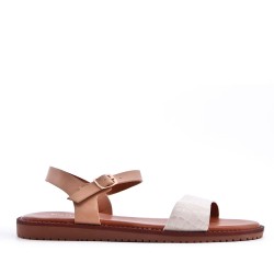 Flat sandals in a material mix for women