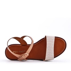 Flat sandals in a material mix for women