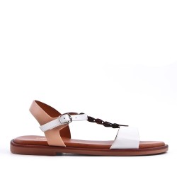Flat sandals in a material mix for women