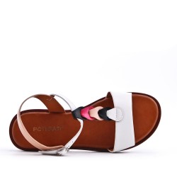 Flat sandals in a material mix for women