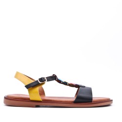 Flat sandals in a material mix for women