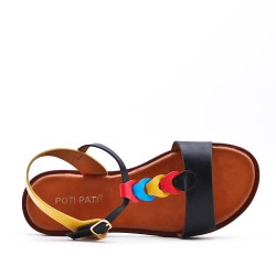 Flat sandals in a material mix for women