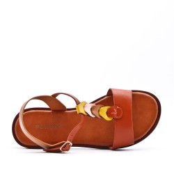 Flat sandals in a material mix for women
