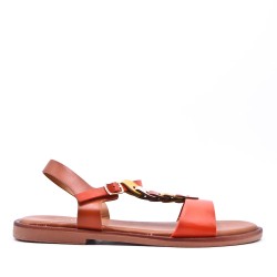 Flat sandals in a material mix for women