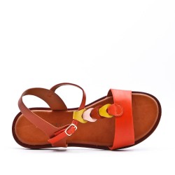 Flat sandals in a material mix for women