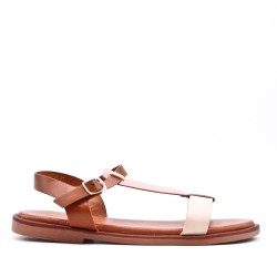 Flat sandals in a material mix for women