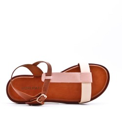 Flat sandals in a material mix for women