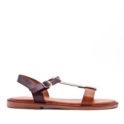 Flat sandals in a material mix for women