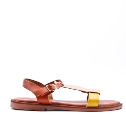 Flat sandals in a material mix for women