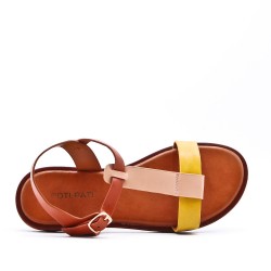 Flat sandals in a material mix for women