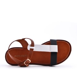 Flat sandals in a material mix for women