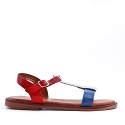 Flat sandals in a material mix for women