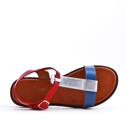 Flat sandals in a material mix for women