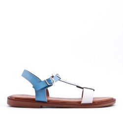 Flat sandals in a material mix for women