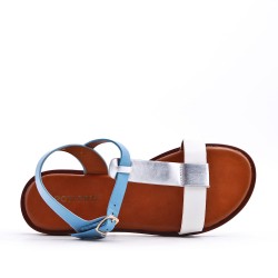Flat sandals in a material mix for women