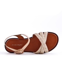 Flat sandals in a material mix for women