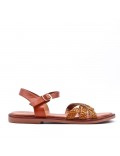 Flat sandals in a material mix for women