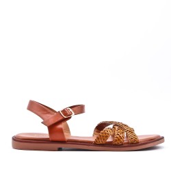 Flat sandals in a material mix for women