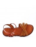 Flat sandals in a material mix for women