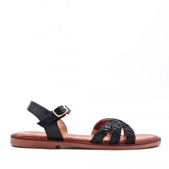 Flat sandals in a material mix for women