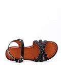 Flat sandals in a material mix for women