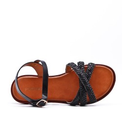 Flat sandals in a material mix for women