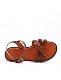 Flat sandals in a material mix for women