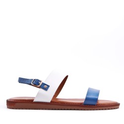Flat sandals in a material mix for women