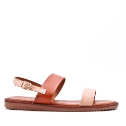 Flat sandals in a material mix for women