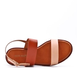 Flat sandals in a material mix for women