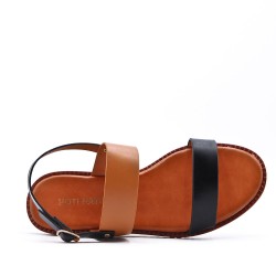 Flat sandals in a material mix for women