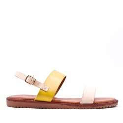 Flat sandals in a material mix for women